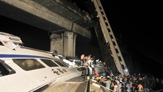 China Train Crash off bridge